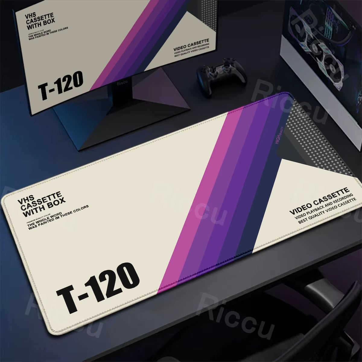 Rewind Deskmat — Retro VHS-Style XXL Mouse Pad