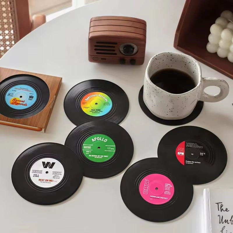 Side B — Retro Vinyl Record Coaster Set (6 or 12)