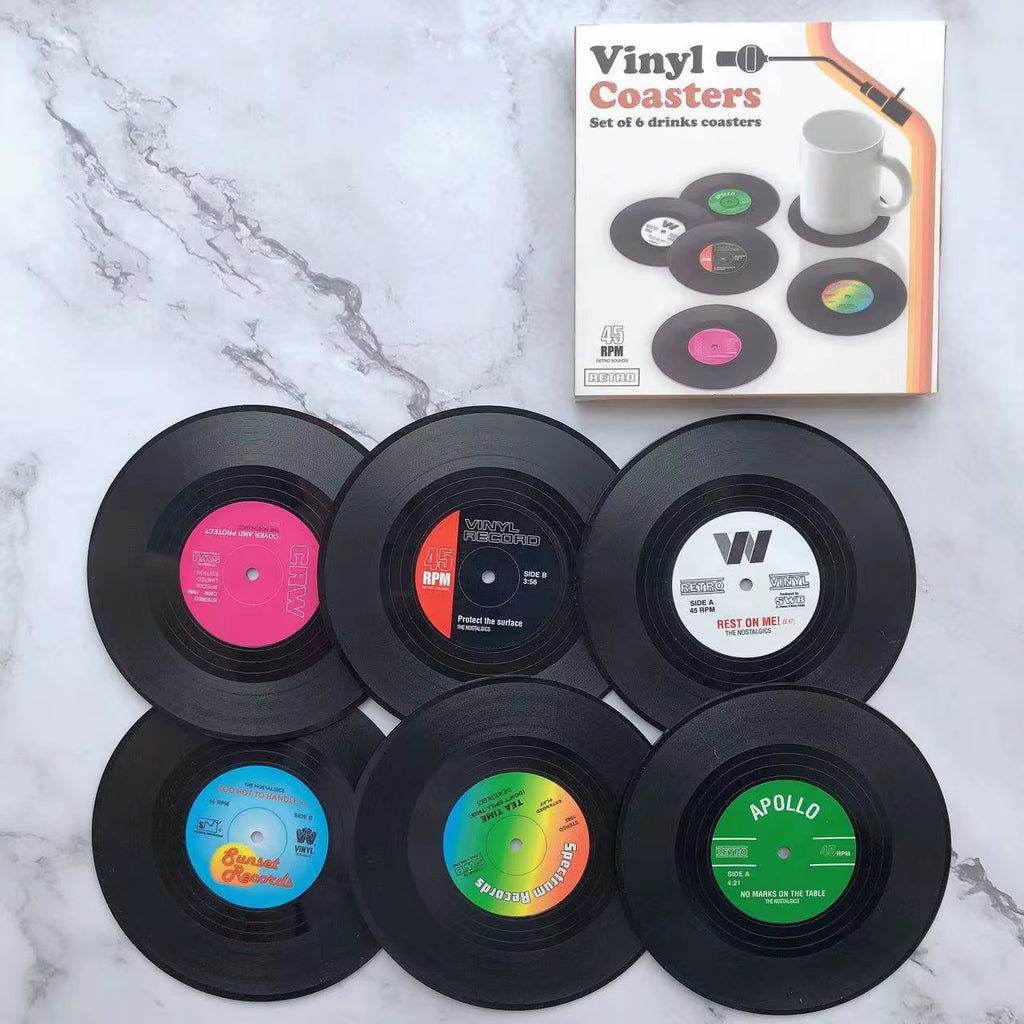Side B — Retro Vinyl Record Coaster Set (6 or 12)