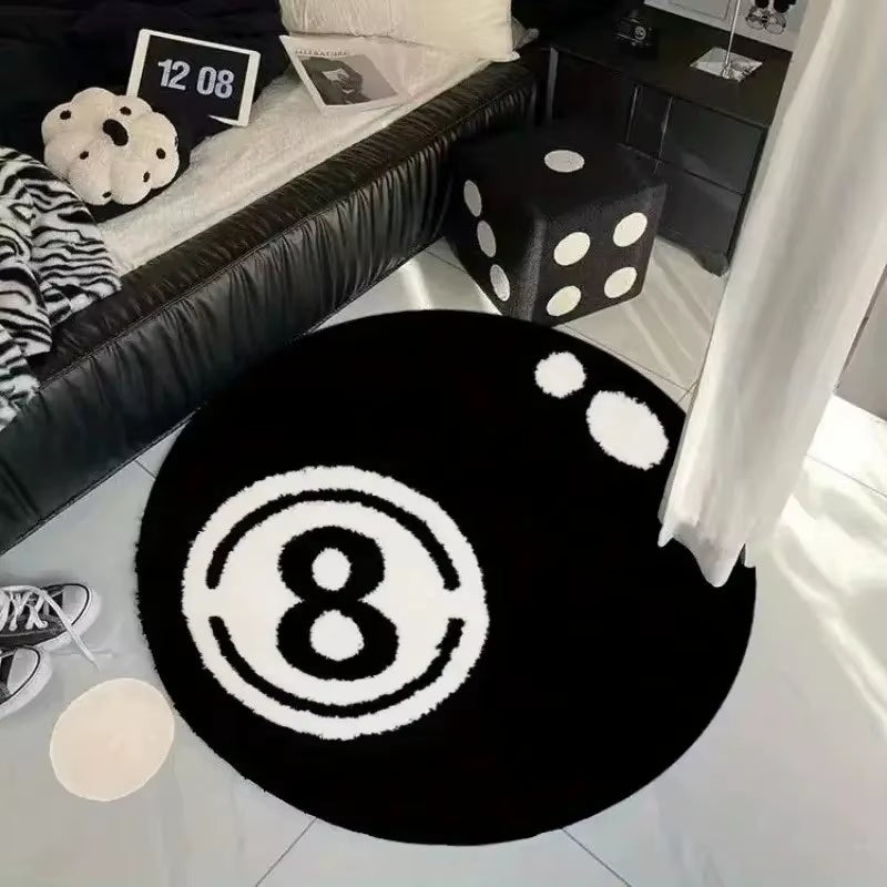 Lucky Break — 8-Ball Plush Round Rug