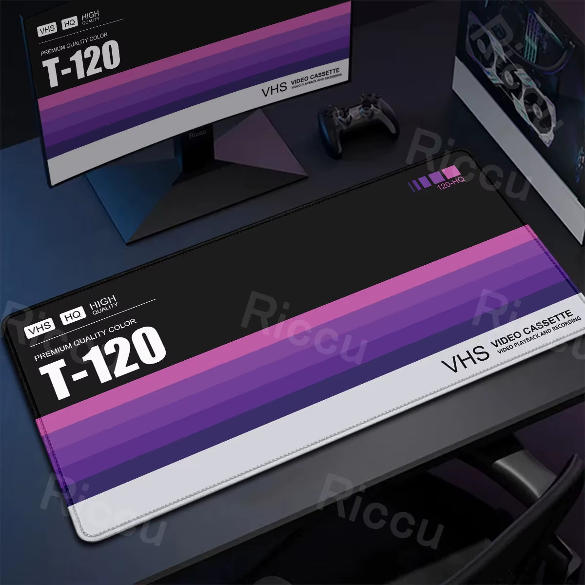 Rewind Deskmat — Retro VHS-Style XXL Mouse Pad