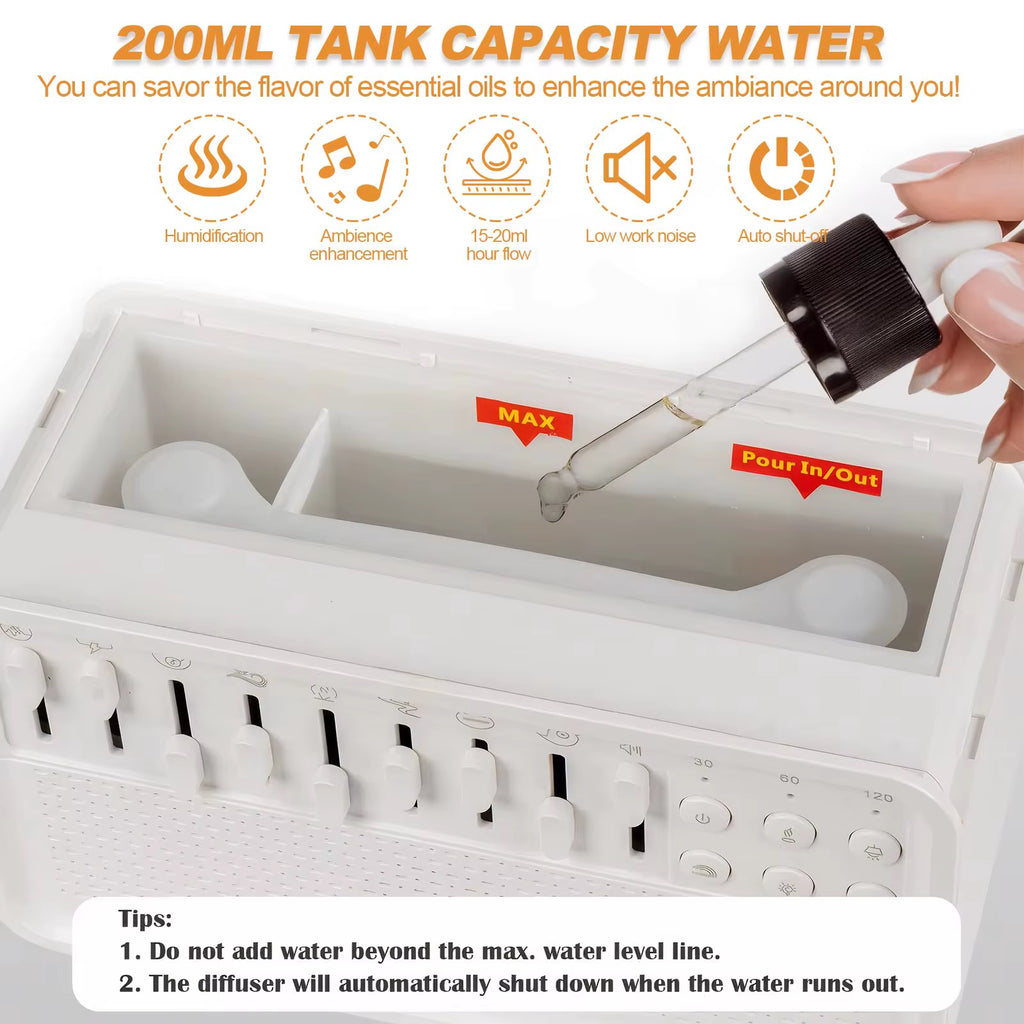 4-in-1 HiFi Bluetooth Speaker with LED Night Light, White Noise Sleep Aid, Humidifier, and 8 Nature Sounds