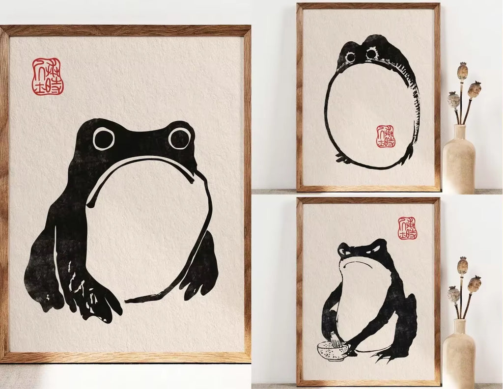 Meditation Frog — Vintage Japanese Canvas Print