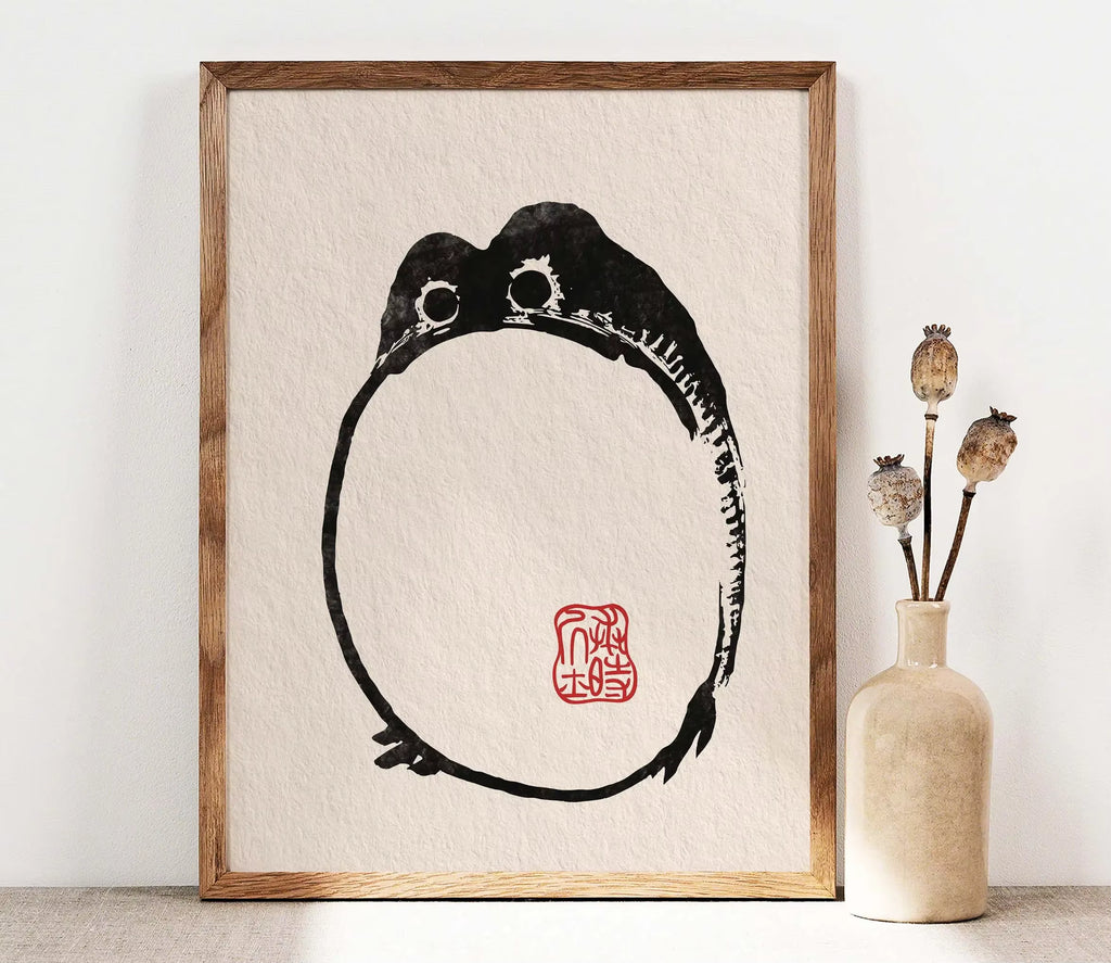 Meditation Frog — Vintage Japanese Canvas Print