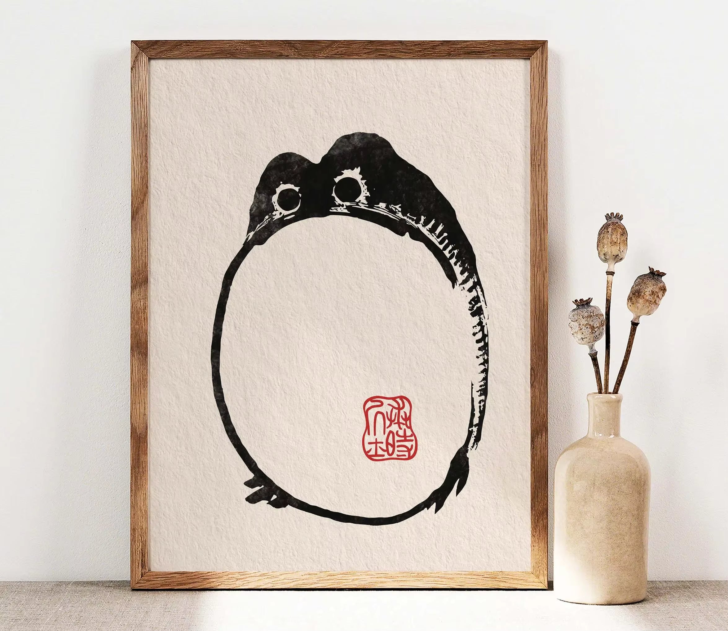 Meditation Frog — Vintage Japanese Canvas Print