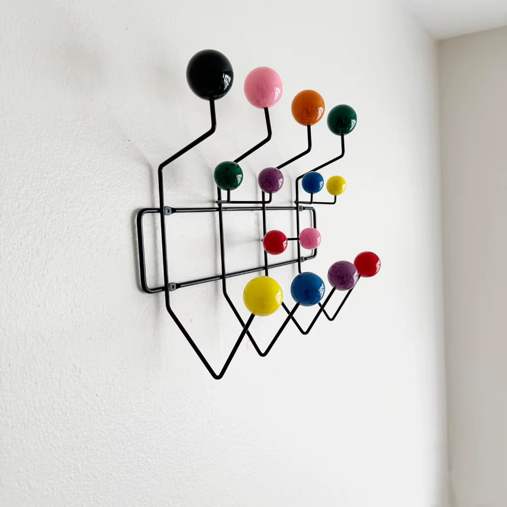 Mod Made Mid Century Modern Bubble Wall Mounted Coat Rack, Color Ball Black Frame