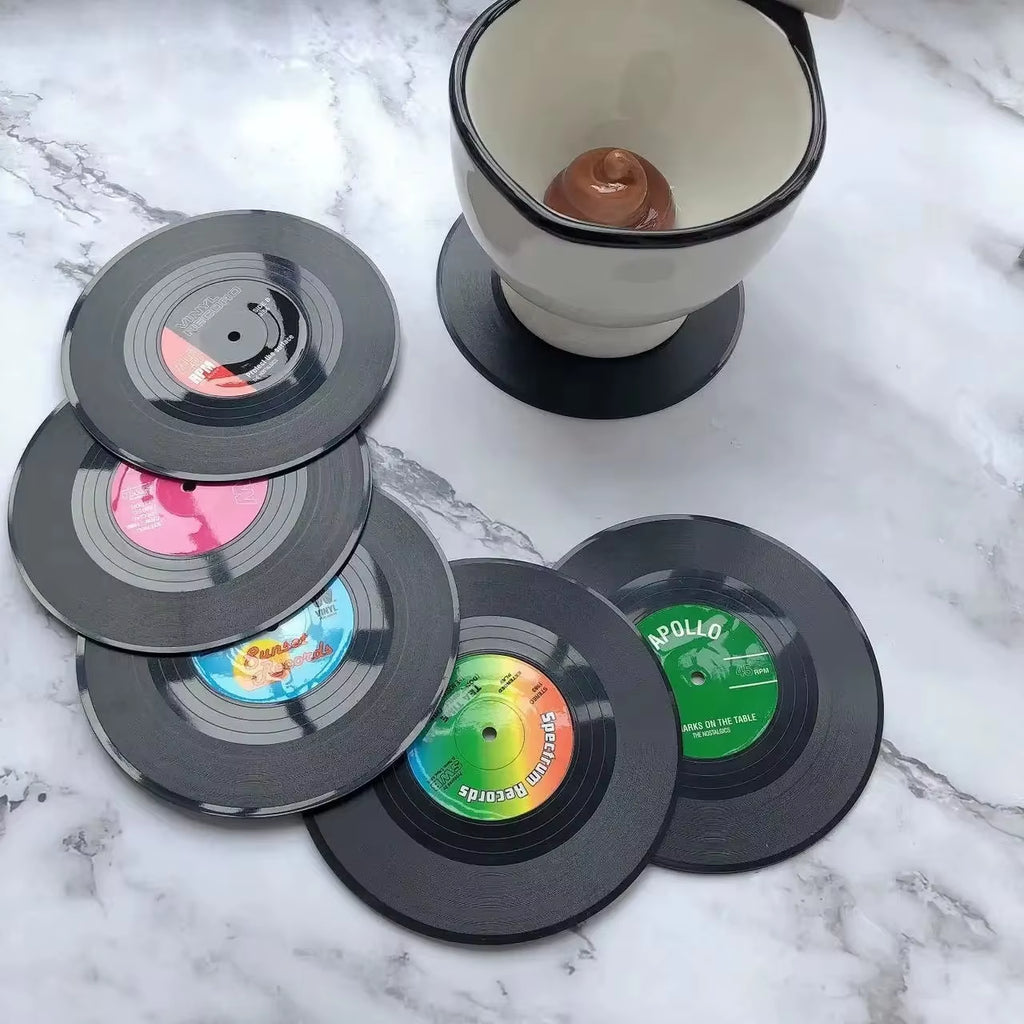 Side B — Retro Vinyl Record Coaster Set (6 or 12)