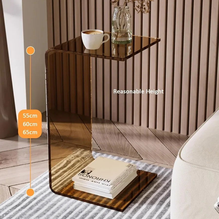 Clear Curve — Acrylic C-Shaped Side Table