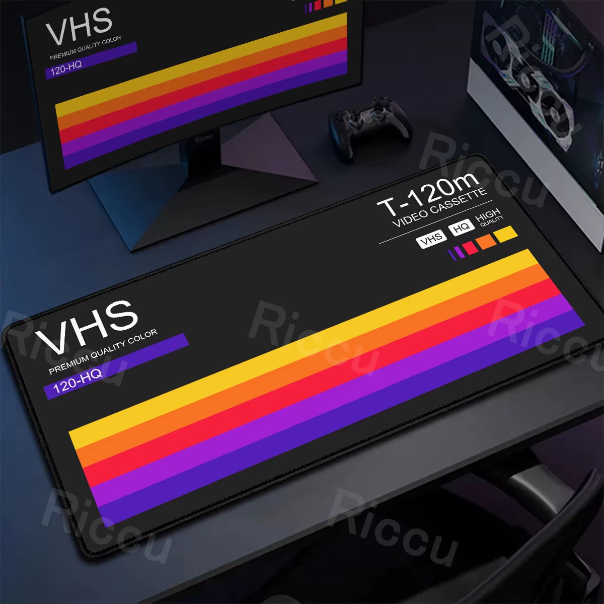 Rewind Deskmat — Retro VHS-Style XXL Mouse Pad