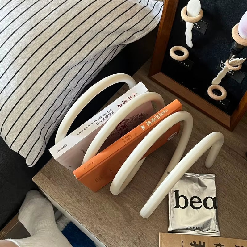 Modern Nordic Bookcase Organizer – Minimalist Tabletop Book Rack for Living Room, Desktop Storage Shelf, Corner Bookshelf