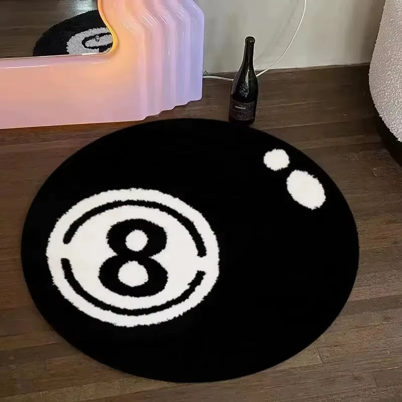 Lucky Break — 8-Ball Plush Round Rug