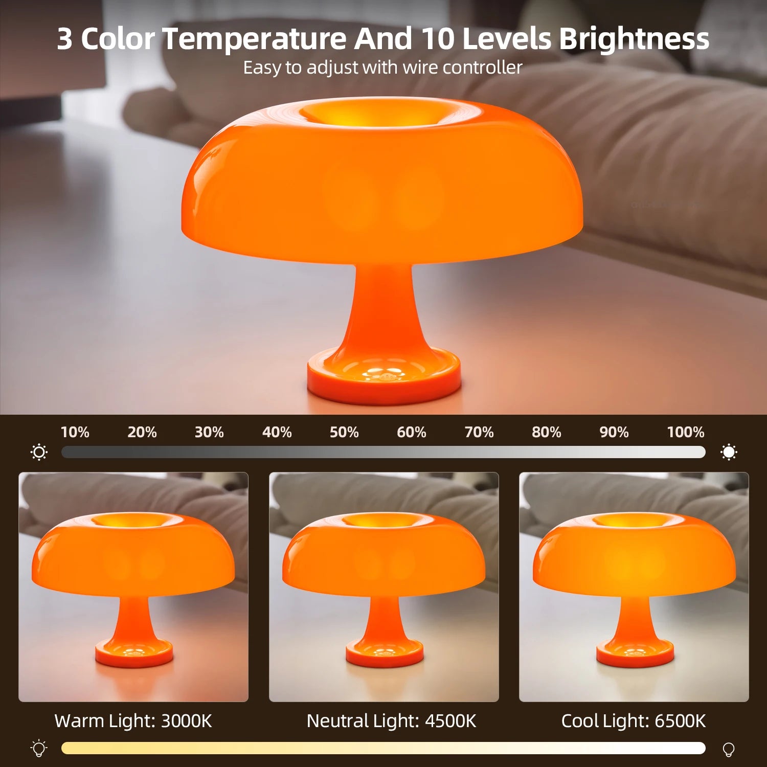 Bauhaus Bloom — Mushroom Table Lamp (3-Color Dimming)
