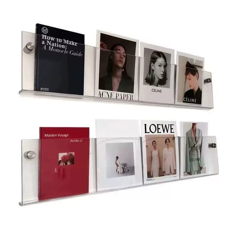 Clear Shelf — Acrylic Wall-Mounted Magazine & Media Rack (Set of 2)