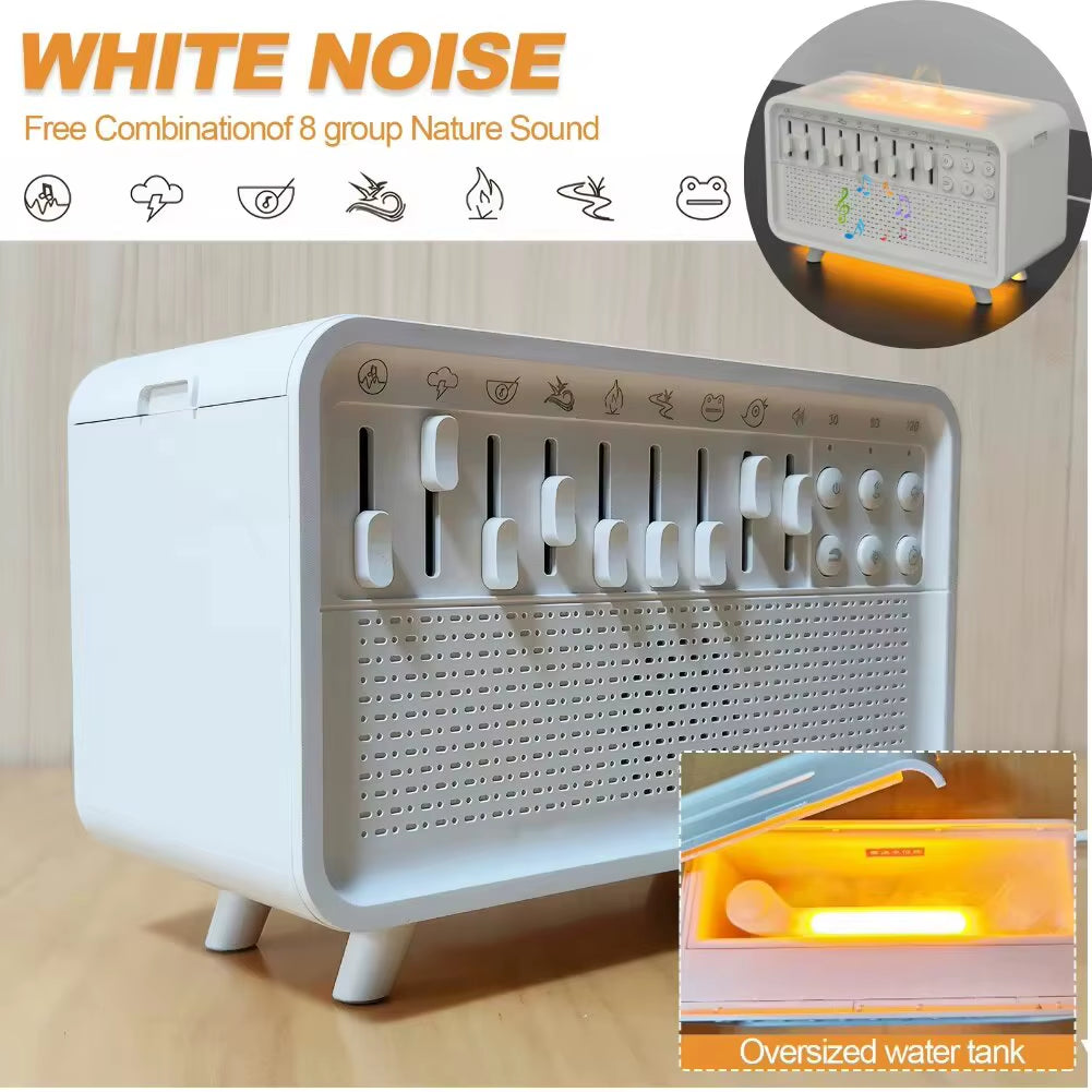 4-in-1 HiFi Bluetooth Speaker with LED Night Light, White Noise Sleep Aid, Humidifier, and 8 Nature Sounds