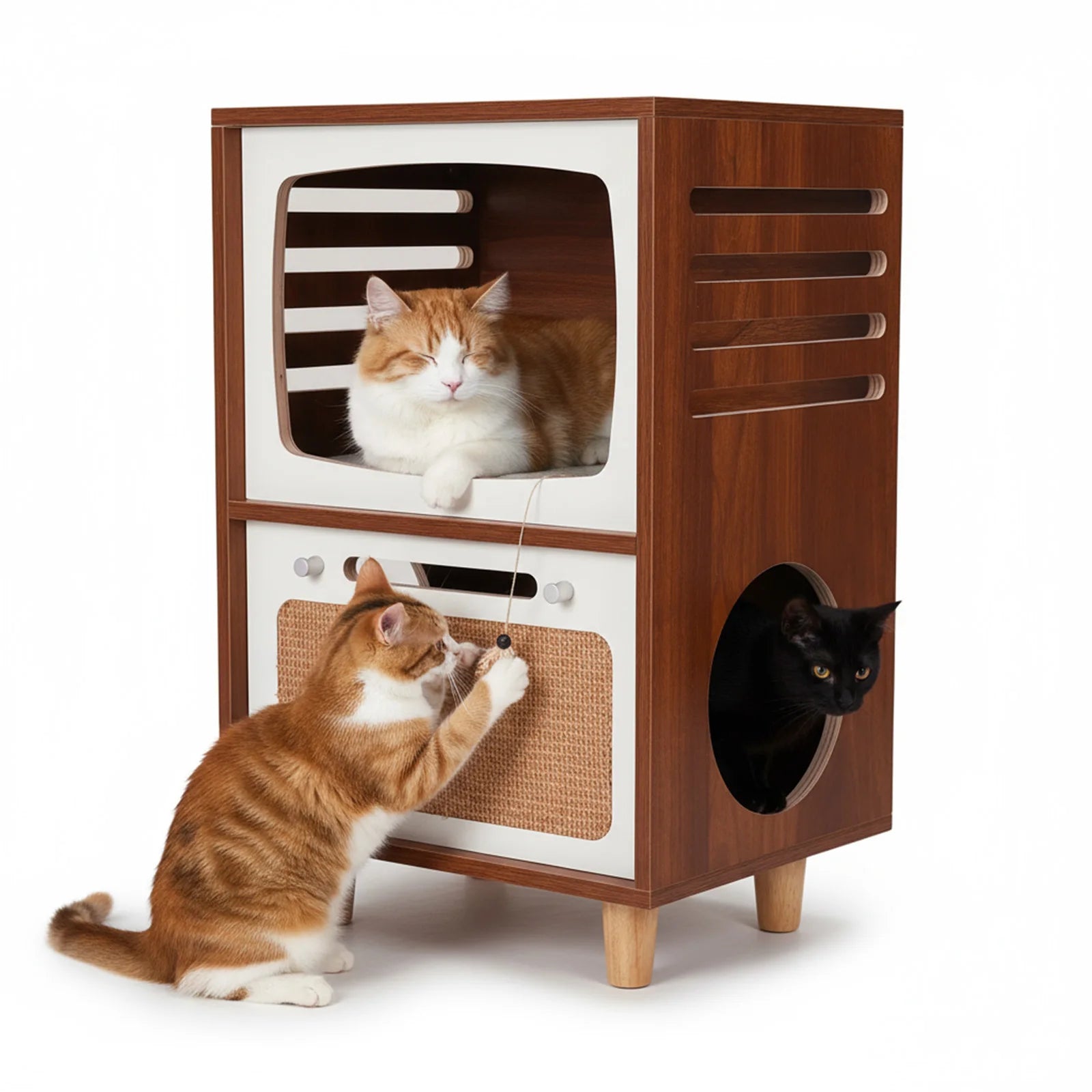 Channel Nap — Retro TV Cat Side Table & Hideaway