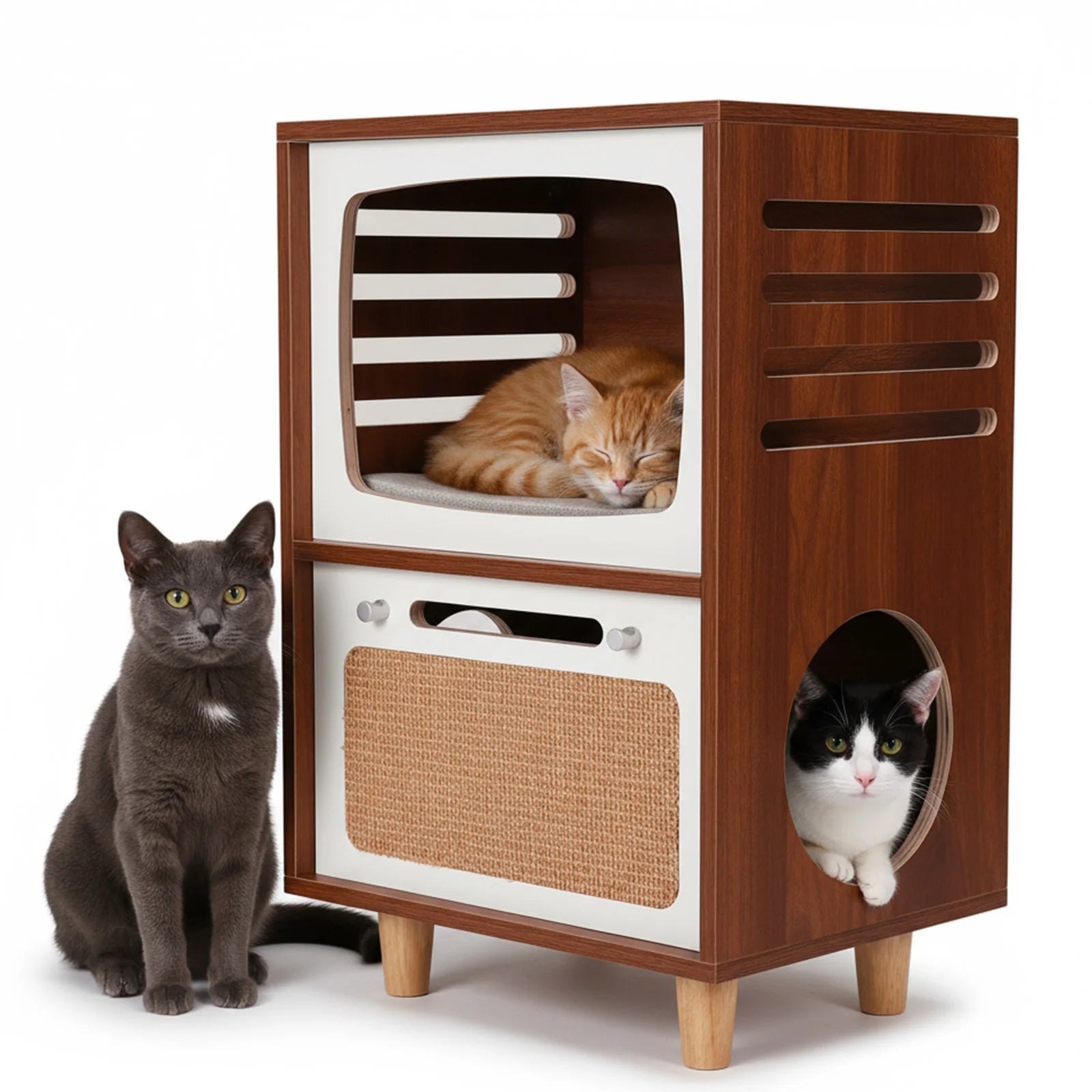 Channel Nap — Retro TV Cat Side Table & Hideaway