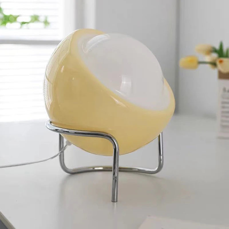 Amber Arc — Bauhaus Glass Table Lamp (3-Color Light)