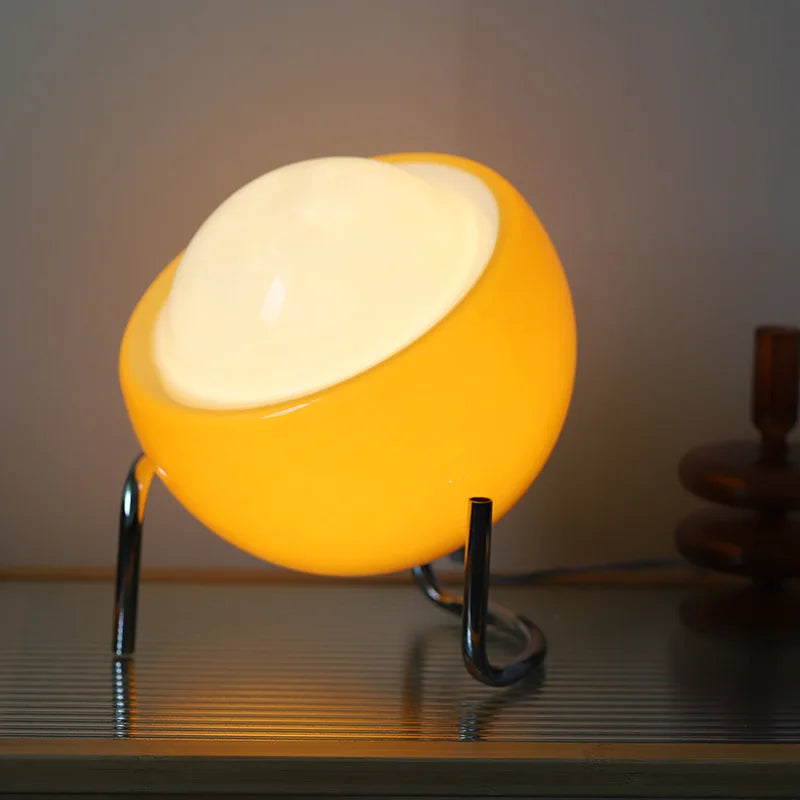 Amber Arc — Bauhaus Glass Table Lamp (3-Color Light)