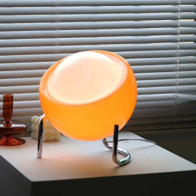 Amber Arc — Bauhaus Glass Table Lamp (3-Color Light)