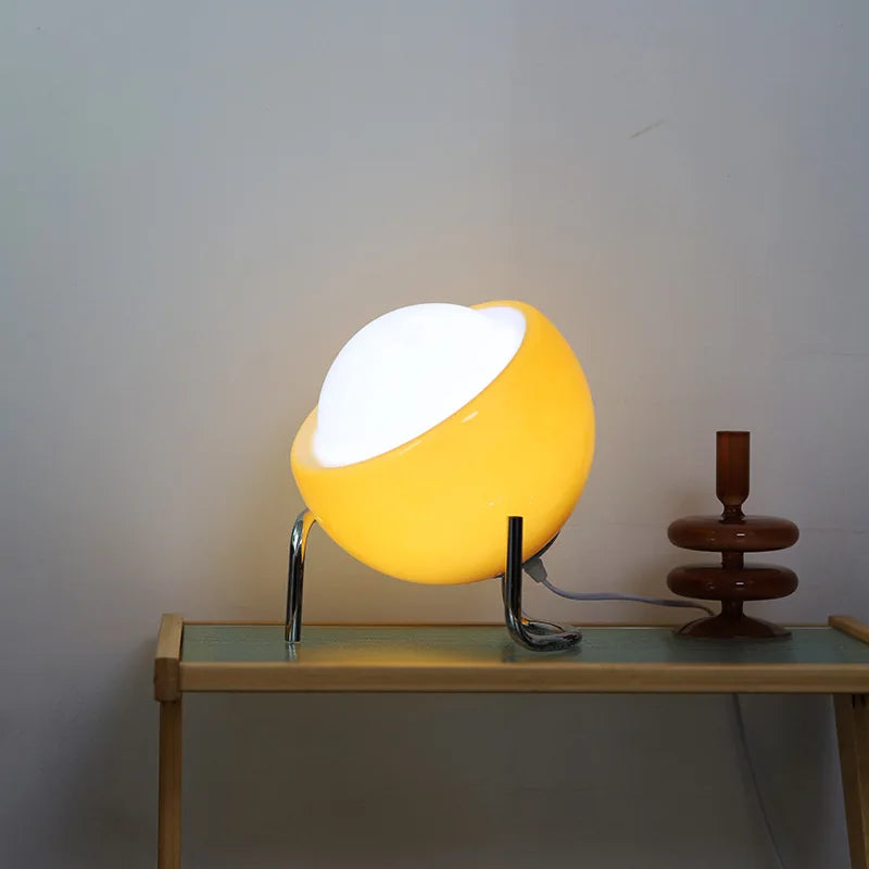 Amber Arc — Bauhaus Glass Table Lamp (3-Color Light)
