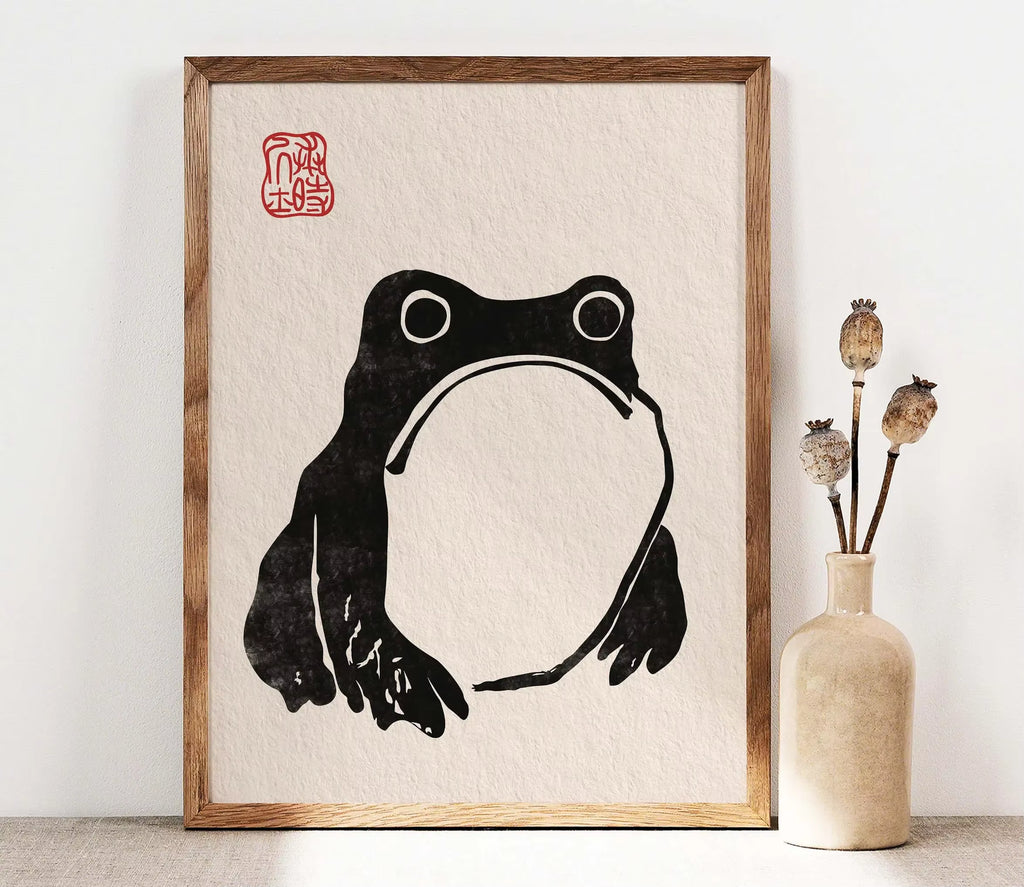 Meditation Frog — Vintage Japanese Canvas Print