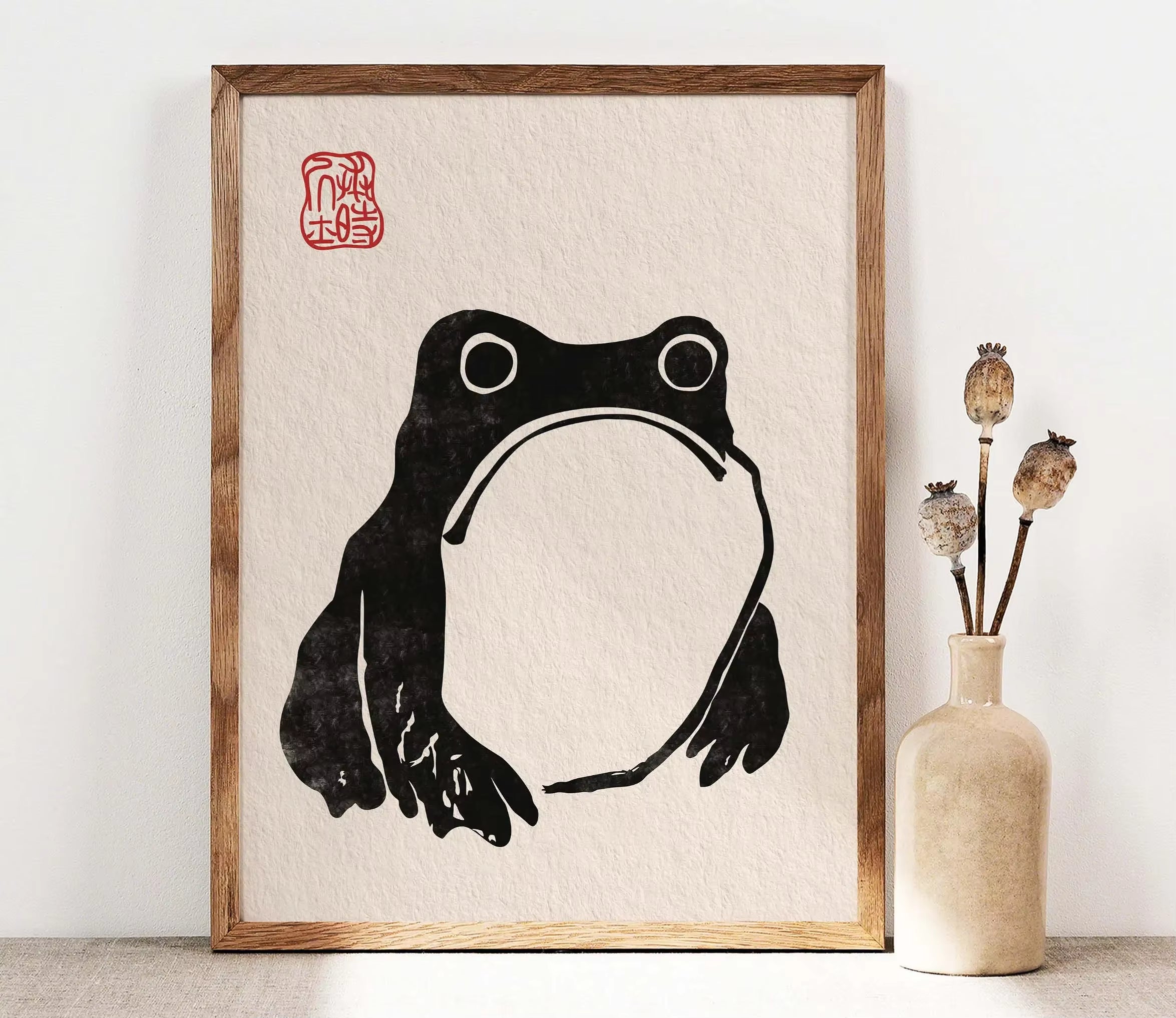 Meditation Frog — Vintage Japanese Canvas Print
