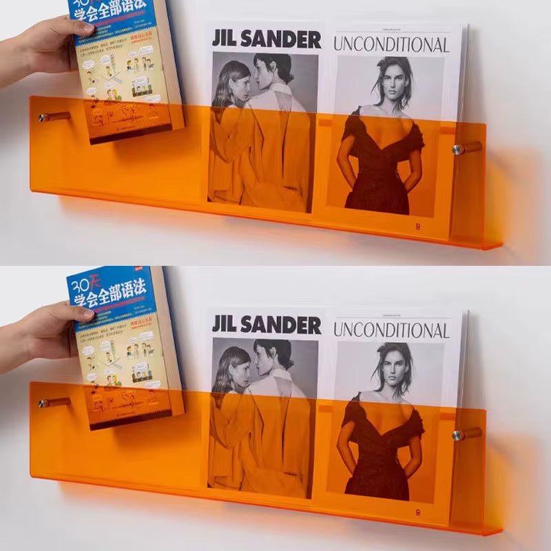 Clear Shelf — Acrylic Wall-Mounted Magazine & Media Rack (Set of 2)