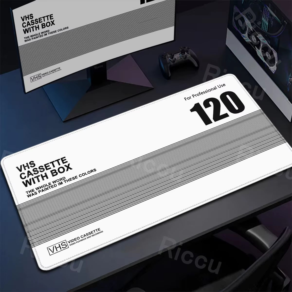 Rewind Deskmat — Retro VHS-Style XXL Mouse Pad