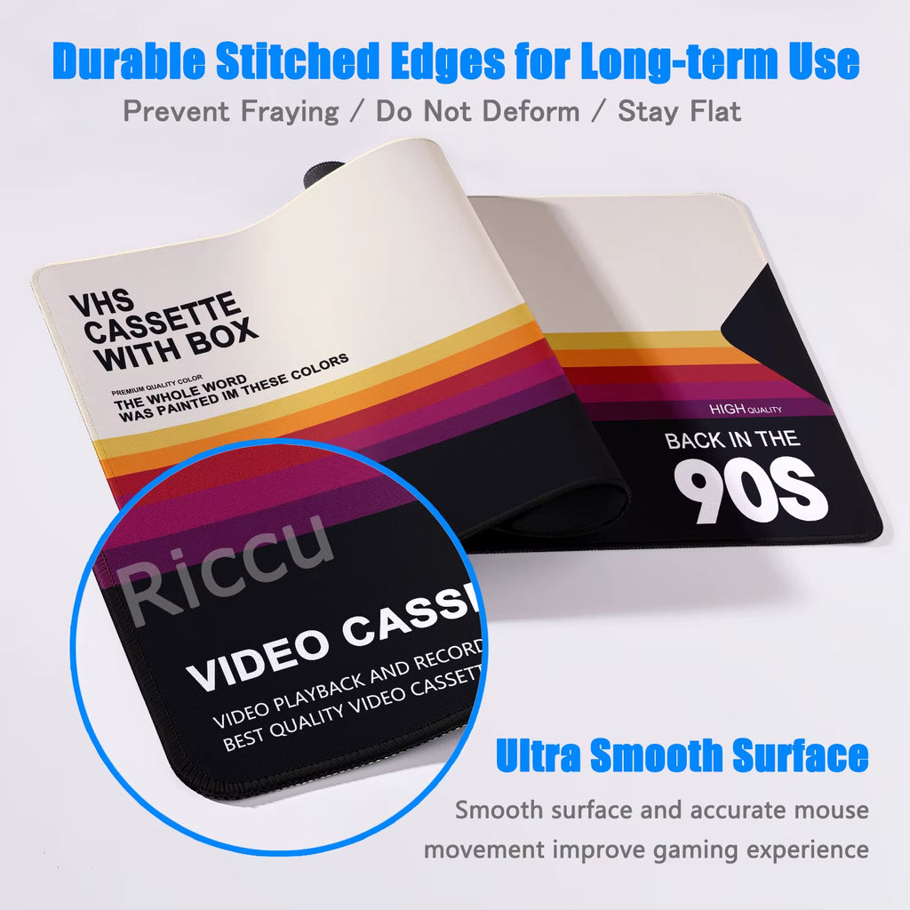 Rewind Deskmat — Retro VHS-Style XXL Mouse Pad