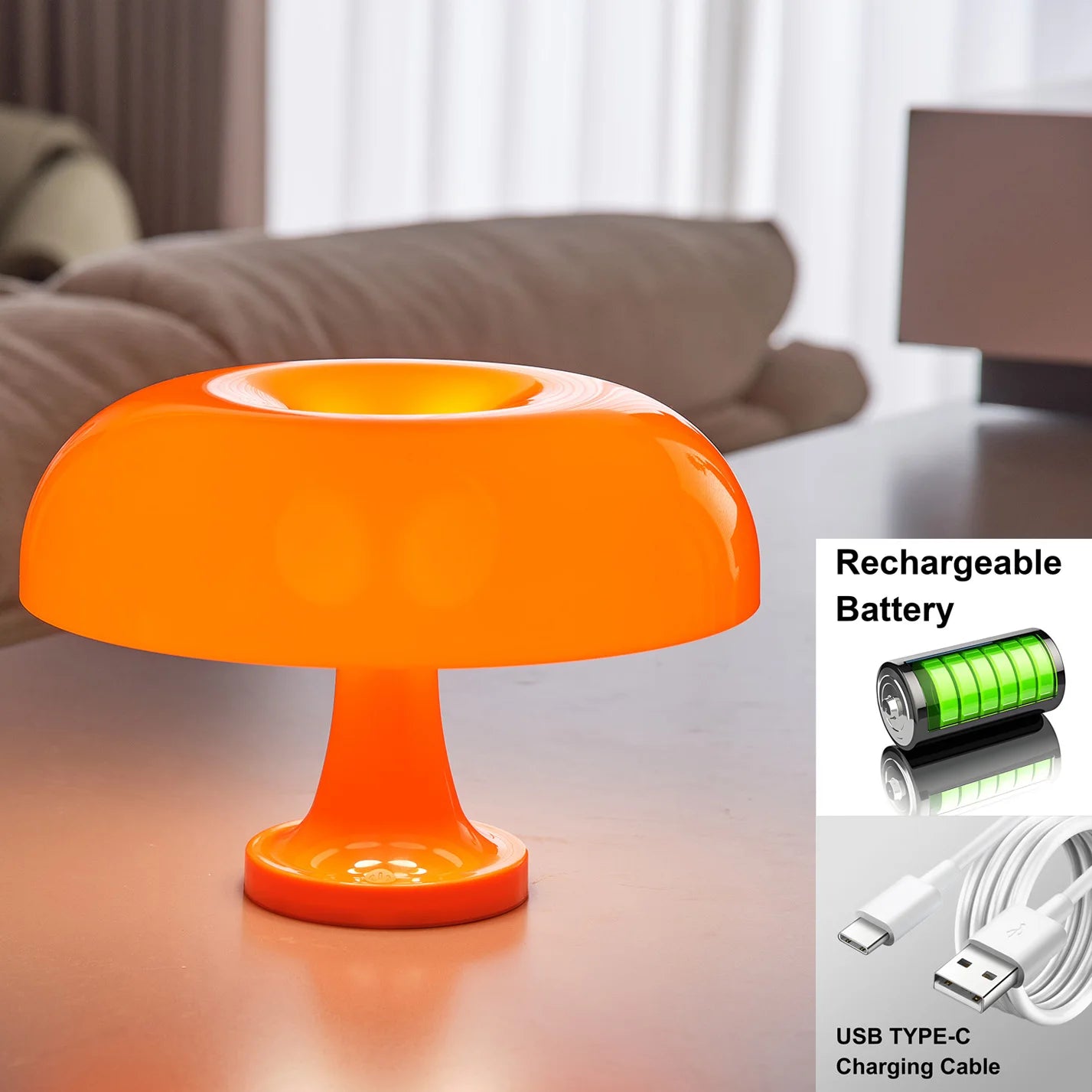 Bauhaus Bloom — Mushroom Table Lamp (3-Color Dimming)
