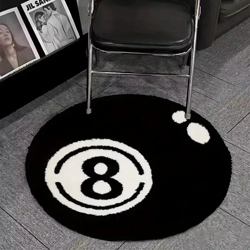 Lucky Break — 8-Ball Plush Round Rug