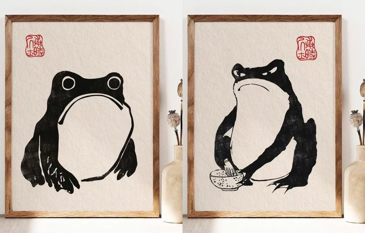 Meditation Frog — Vintage Japanese Canvas Print