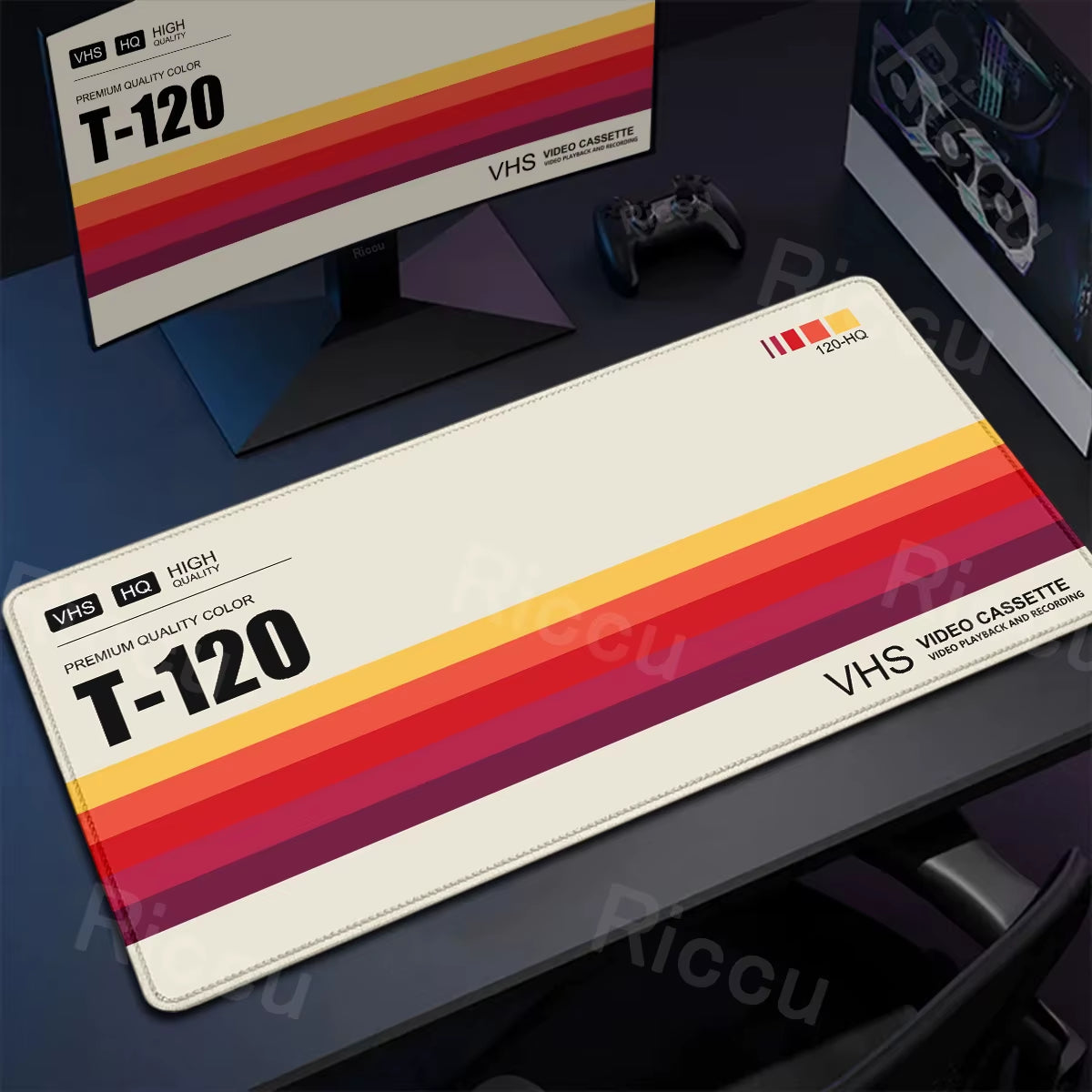 Rewind Deskmat — Retro VHS-Style XXL Mouse Pad