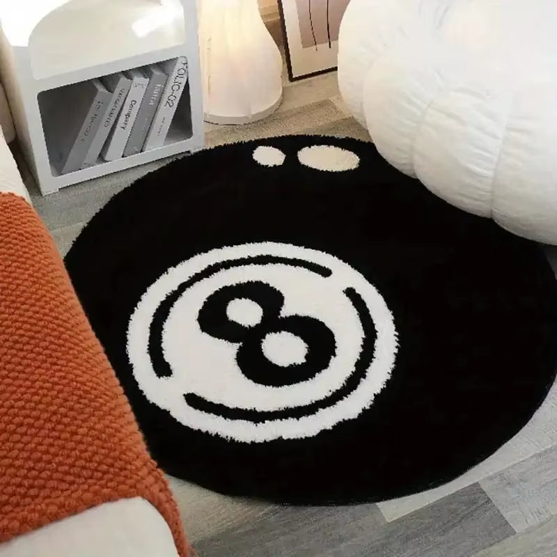 Lucky Break — 8-Ball Plush Round Rug