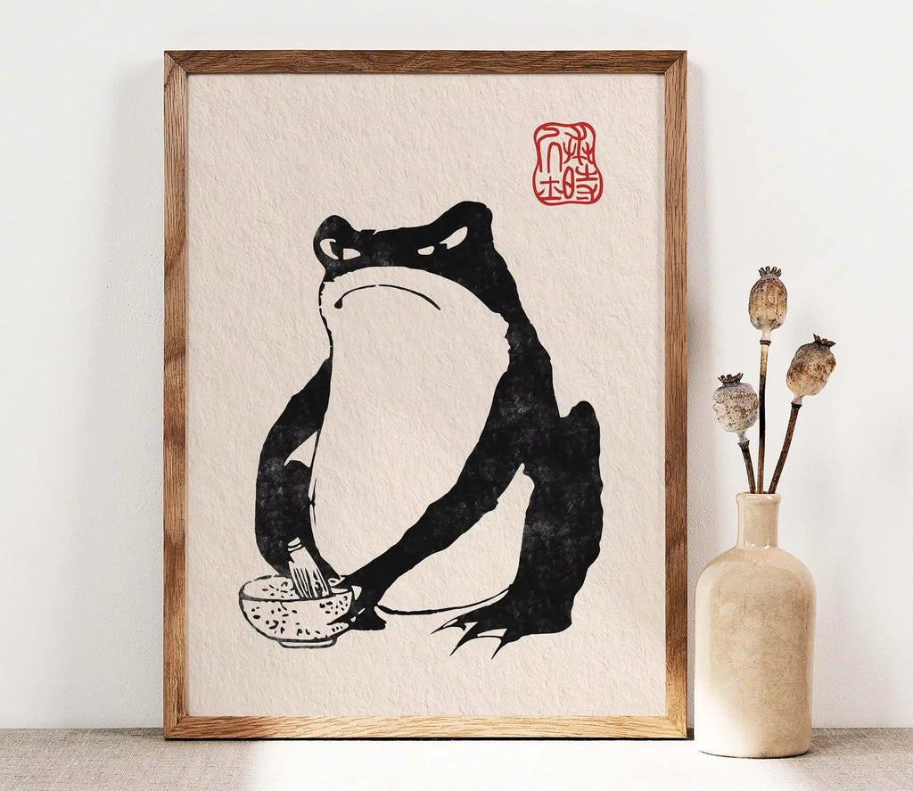 Meditation Frog — Vintage Japanese Canvas Print